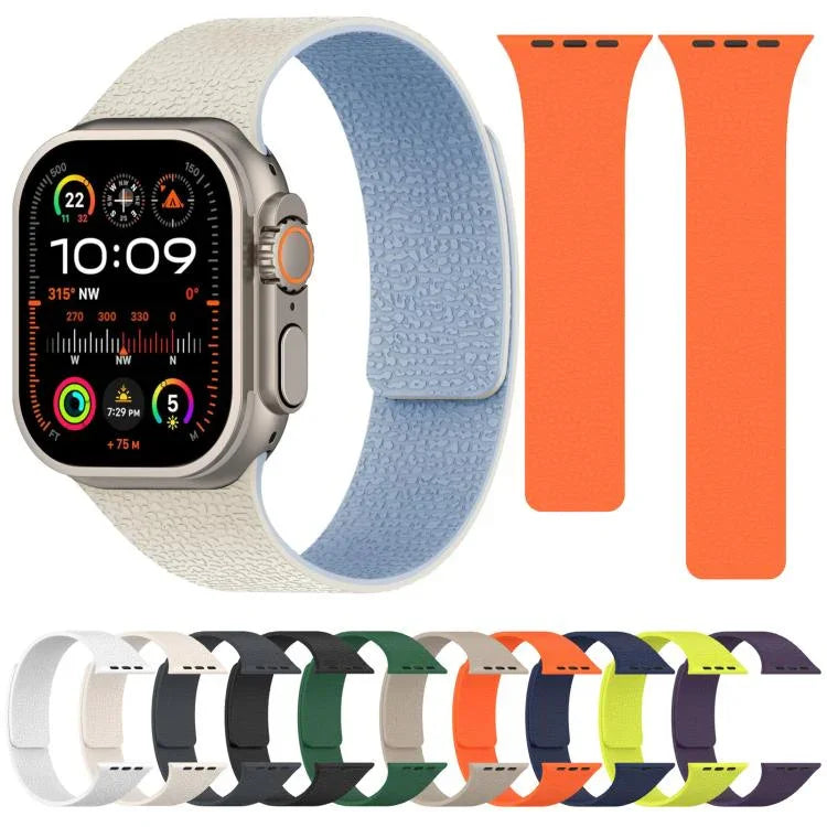 荔枝紋磁吸矽膠錶帶，適用於 Apple Watch 46mm / 49mm / 45mm / 44mm，適用於 Apple Watch 42mm / 41mm / 40mm / 38mm