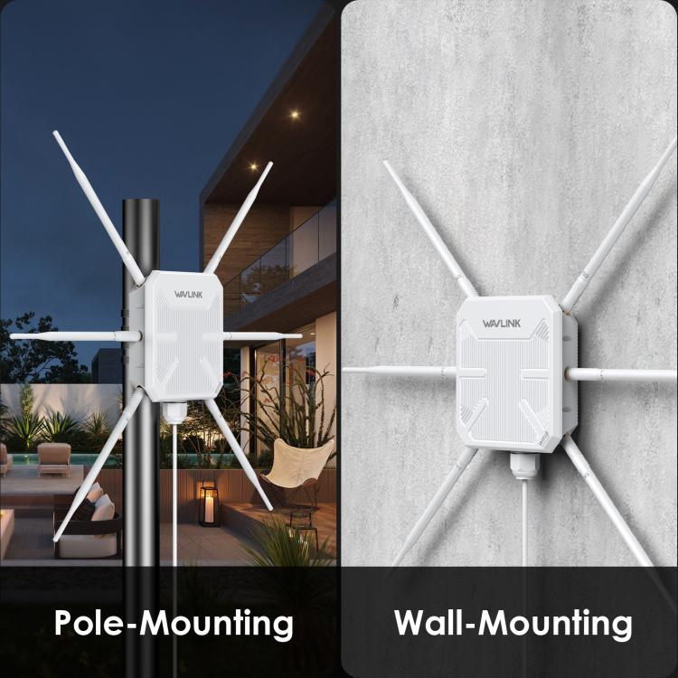 WAVLINK WN588HX3 AX3000 戶外 WiFi 擴展器，6 天線雙頻 WiFi 中繼器，美規插頭，英規插頭，歐規插頭，澳規插頭