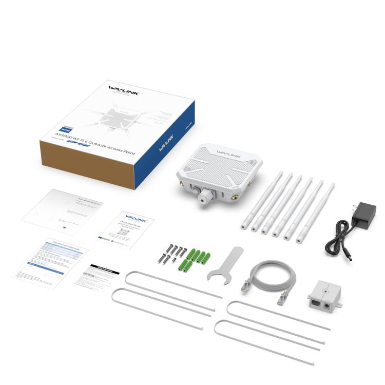 WAVLINK WN588HX3 AX3000 戶外 WiFi 擴展器，6 天線雙頻 WiFi 中繼器，美規插頭，英規插頭，歐規插頭，澳規插頭