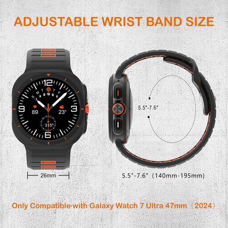 Two Color Reverse Buckle Silicone Watch Band, For Galaxy Watch Ultra2 2026 / 2025 / 1 2024