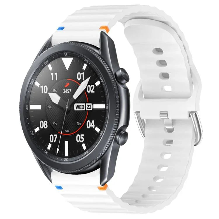 波浪紋縫線 22mm 矽膠錶帶，適用於 Samsung Galaxy Watch 3 45mm