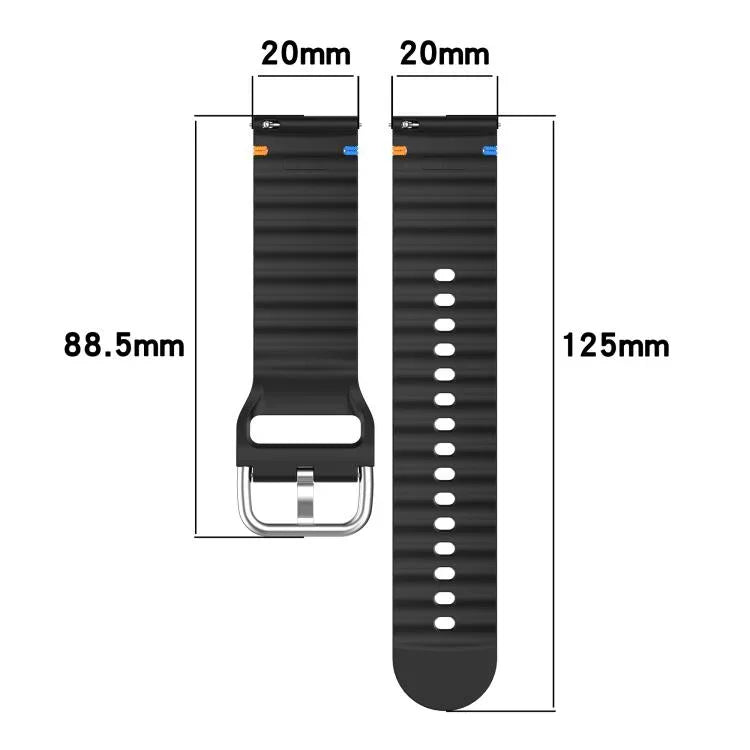 波浪紋縫線 20mm 矽膠錶帶，適用於 Samsung Galaxy Watch 7 40 / 44mm