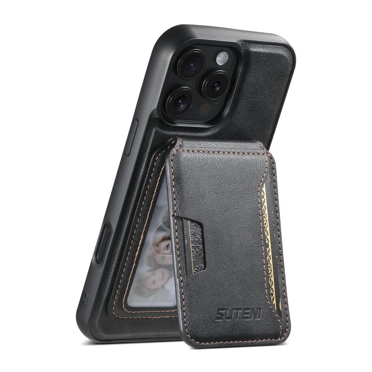 Suteni M3卡包MagSafe牛皮紋理皮革手機殼，適用於iPhone 13 Pro Max、iPhone 13 Pro、iPhone 13、iPhone 12、iPhone 12 Pro Max、iPhone 12 Pro