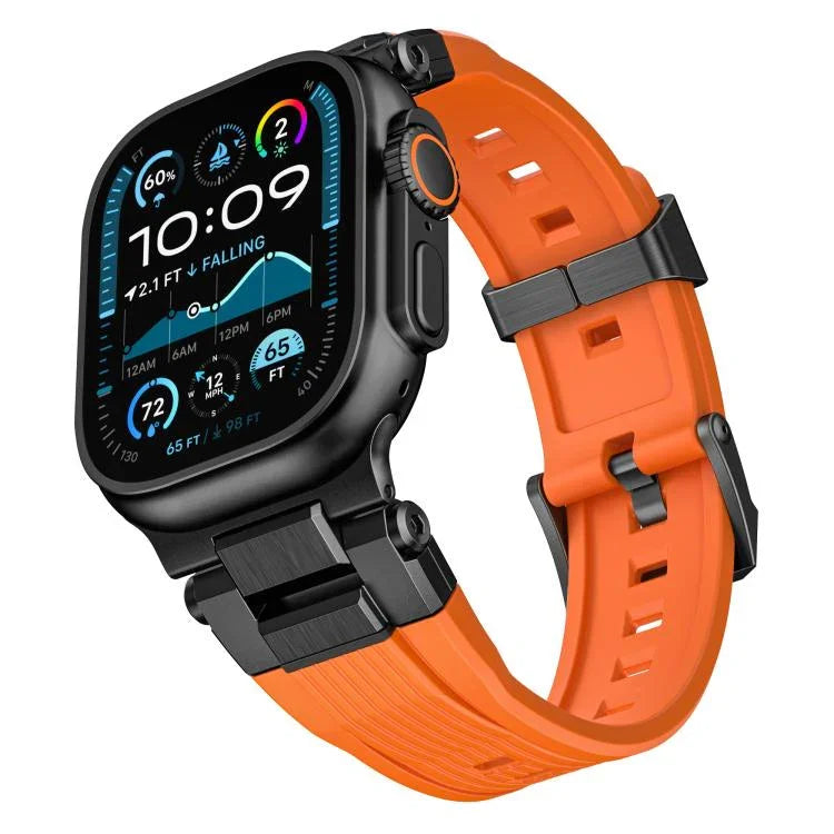 不鏽鋼連接器直紋 TPU 錶帶，適用於 Apple Watch 46mm / 49mm / 45mm / 44mm