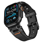 不鏽鋼連接器直紋 TPU 錶帶，適用於 Apple Watch 46mm / 49mm / 45mm / 44mm
