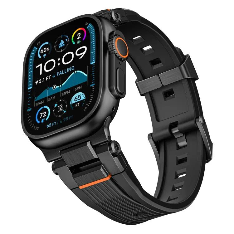 不鏽鋼連接器直紋 TPU 錶帶，適用於 Apple Watch 46mm / 49mm / 45mm / 44mm