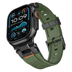 不鏽鋼連接器直紋 TPU 錶帶，適用於 Apple Watch 46mm / 49mm / 45mm / 44mm
