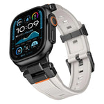 不鏽鋼連接器直紋 TPU 錶帶，適用於 Apple Watch 46mm / 49mm / 45mm / 44mm