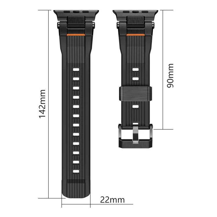 不鏽鋼連接器直紋 TPU 錶帶，適用於 Apple Watch 46mm / 49mm / 45mm / 44mm