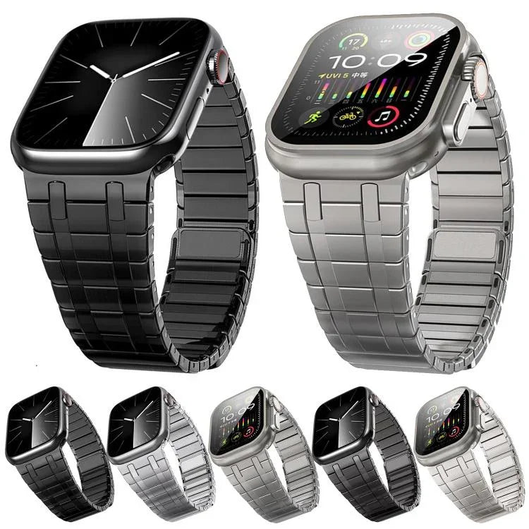 單珠磁性米蘭不鏽鋼錶帶，適用於 Apple Watch 46mm / 49mm / 45mm / 44mm