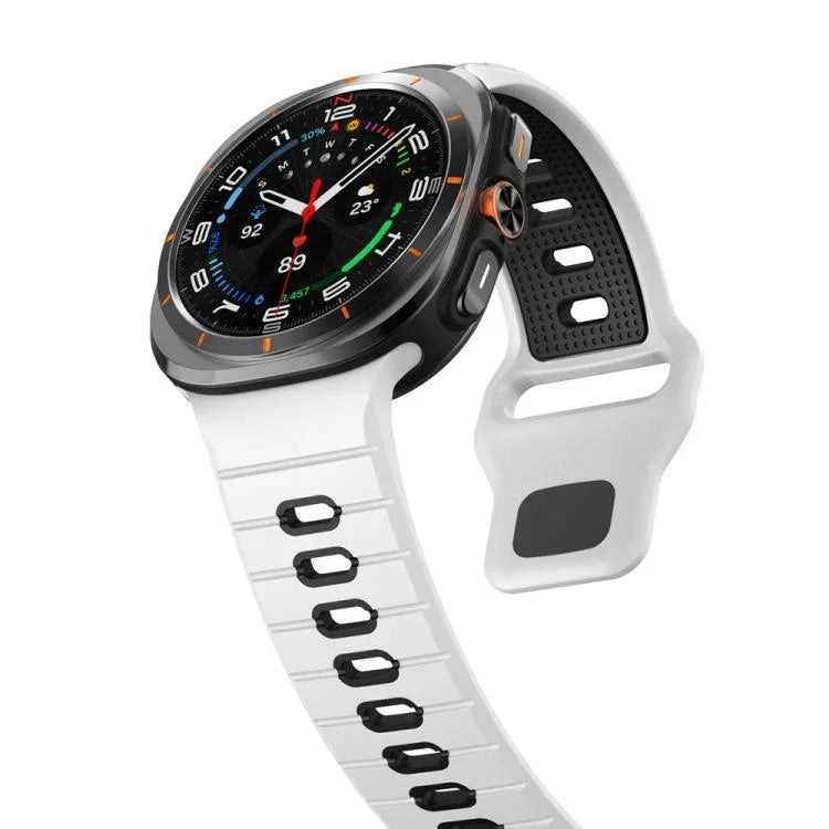 Horizontal Stripes Reverse Buckle Silicone Watch Band, For Samsung Galaxy Watch Ultra 47mm / Ultra 2025