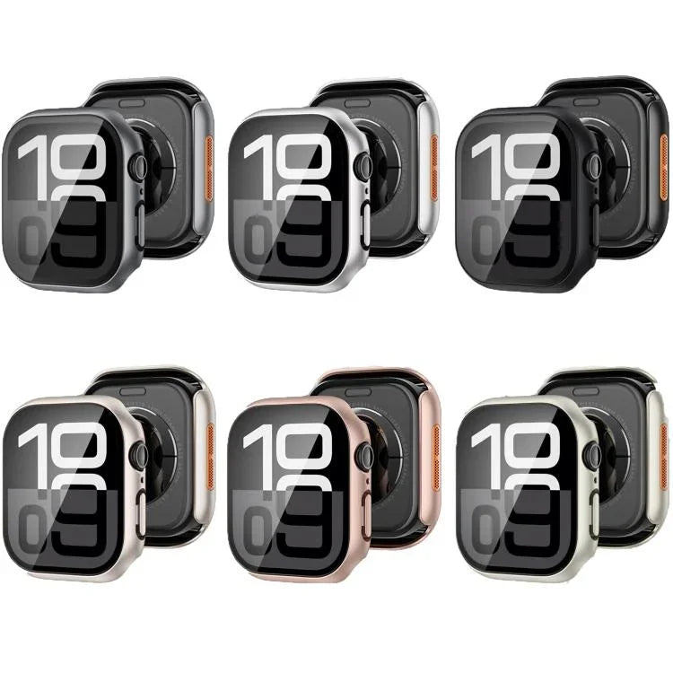 鋼化膜一體式PC錶殼，適用於Apple Watch Series 6 / 5 / 4 & SE 44mm，適用於Apple Watch Series 6 / 5 / 4 & SE 40mm，適用於Apple Watch Series 11 / 10 46mm，適用於Apple Watch Series 11 / 10 42mm，適用於Apple Watch Series 9 / 8 / 7 45mm