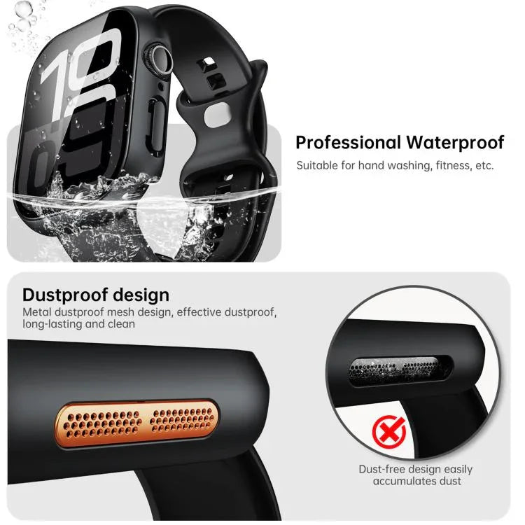 鋼化膜一體式PC錶殼，適用於Apple Watch Series 6 / 5 / 4 & SE 44mm，適用於Apple Watch Series 6 / 5 / 4 & SE 40mm，適用於Apple Watch Series 11 / 10 46mm，適用於Apple Watch Series 11 / 10 42mm，適用於Apple Watch Series 9 / 8 / 7 45mm