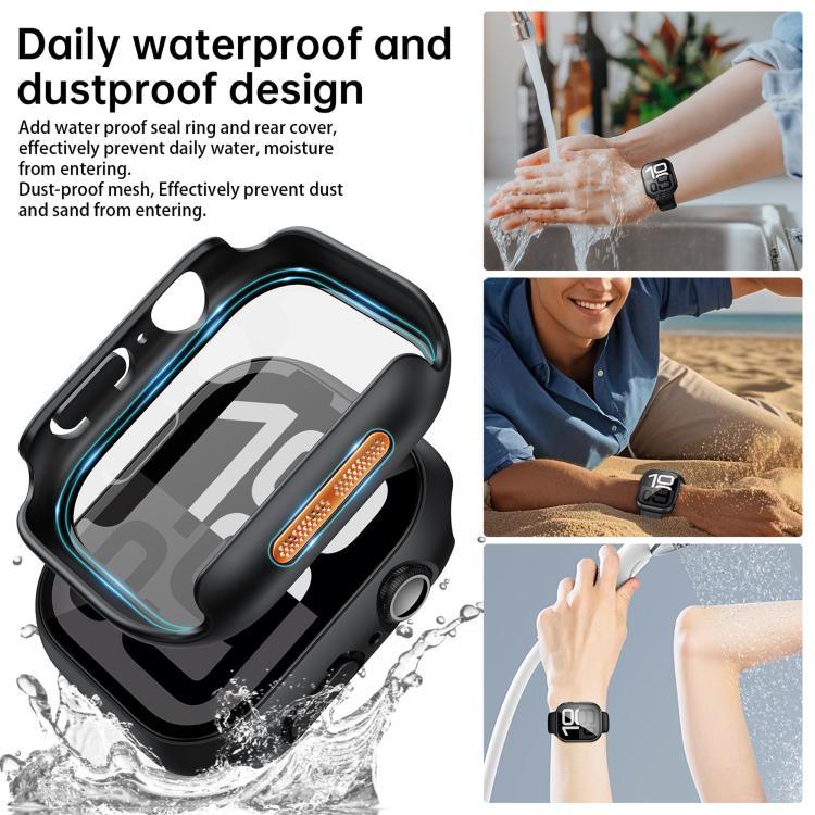 鋼化膜一體式PC錶殼，適用於Apple Watch Series 6 / 5 / 4 & SE 44mm，適用於Apple Watch Series 6 / 5 / 4 & SE 40mm，適用於Apple Watch Series 11 / 10 46mm，適用於Apple Watch Series 11 / 10 42mm，適用於Apple Watch Series 9 / 8 / 7 45mm
