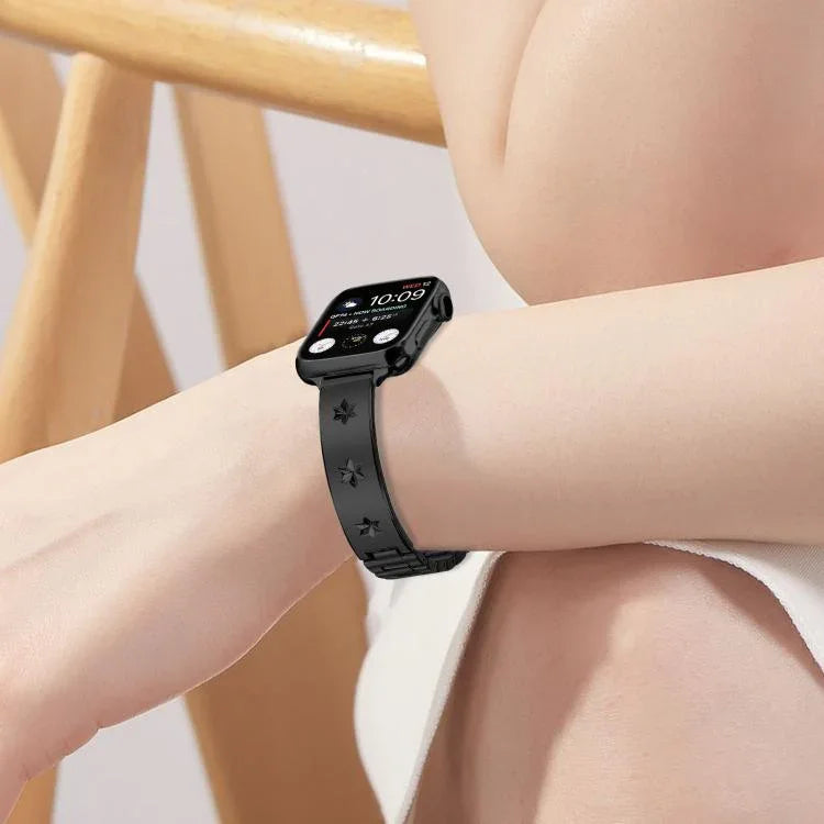 雪花花瓣手鍊金屬錶帶，適用於Apple Watch 46mm / 49mm / 45mm / 44mm，適用於Apple Watch 42mm / 41mm / 40mm / 38mm