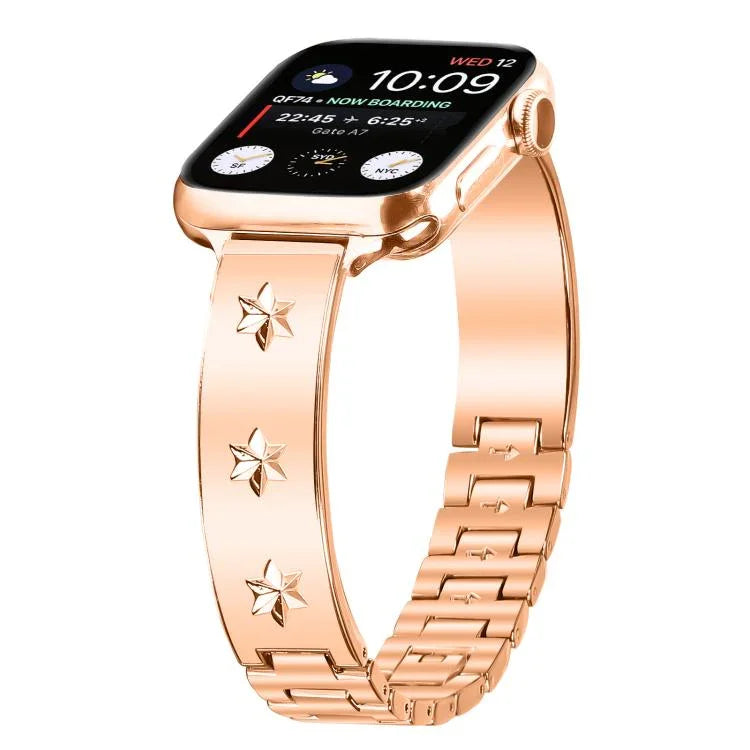 雪花花瓣手鍊金屬錶帶，適用於Apple Watch 46mm / 49mm / 45mm / 44mm，適用於Apple Watch 42mm / 41mm / 40mm / 38mm