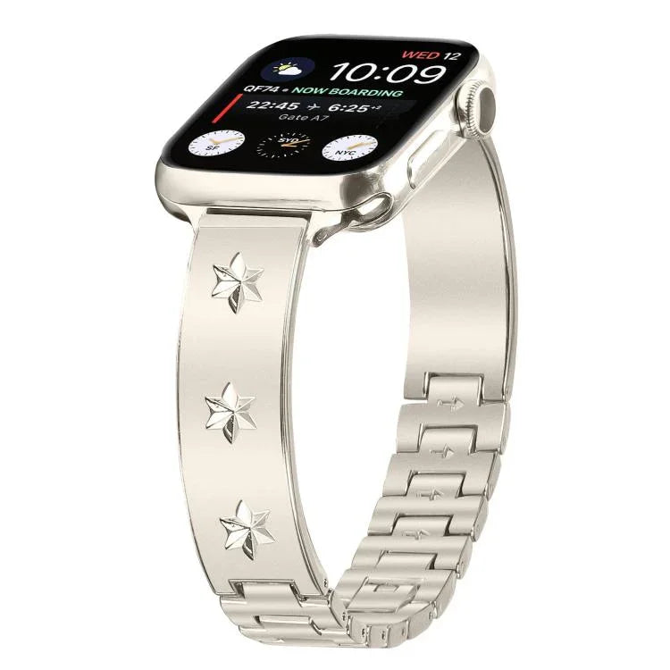 雪花花瓣手鍊金屬錶帶，適用於Apple Watch 46mm / 49mm / 45mm / 44mm，適用於Apple Watch 42mm / 41mm / 40mm / 38mm