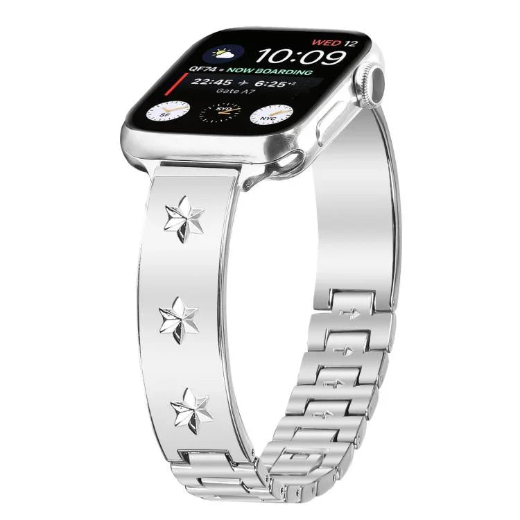 雪花花瓣手鍊金屬錶帶，適用於Apple Watch 46mm / 49mm / 45mm / 44mm，適用於Apple Watch 42mm / 41mm / 40mm / 38mm