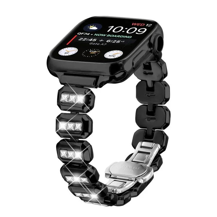 小方鑽蝴蝶扣錶帶，適用於Apple Watch 46mm / 49mm / 45mm / 44mm，適用於Apple Watch 42mm / 41mm / 40mm / 38mm