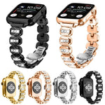 小方鑽蝴蝶扣錶帶，適用於Apple Watch 46mm / 49mm / 45mm / 44mm，適用於Apple Watch 42mm / 41mm / 40mm / 38mm
