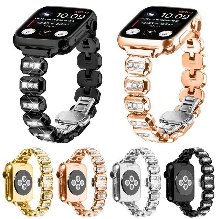 小方鑽蝴蝶扣錶帶，適用於Apple Watch 46mm / 49mm / 45mm / 44mm，適用於Apple Watch 42mm / 41mm / 40mm / 38mm