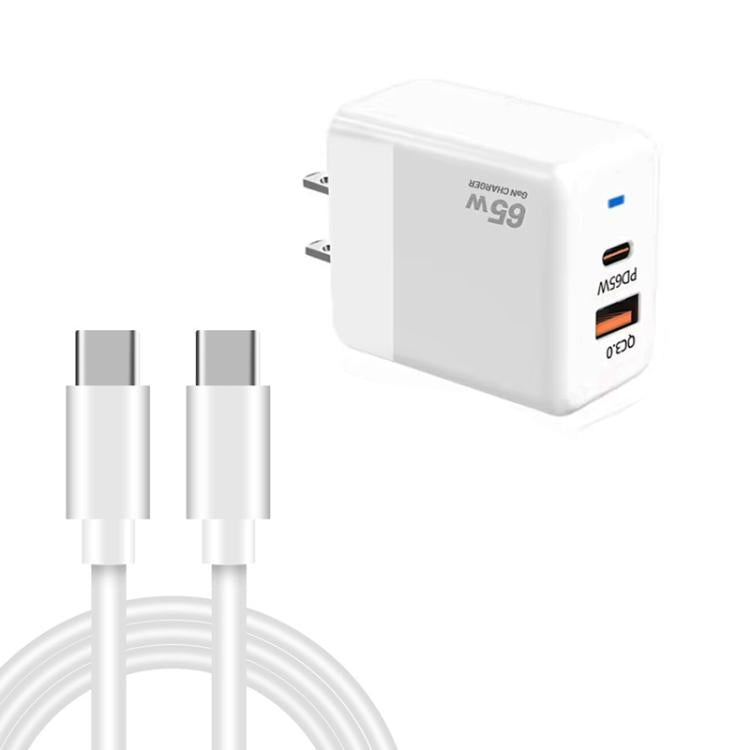 PD41 GaN PD 45W + USB 充電器，附 Type-C 對 Type-C 數據線，美規插頭，英規插頭