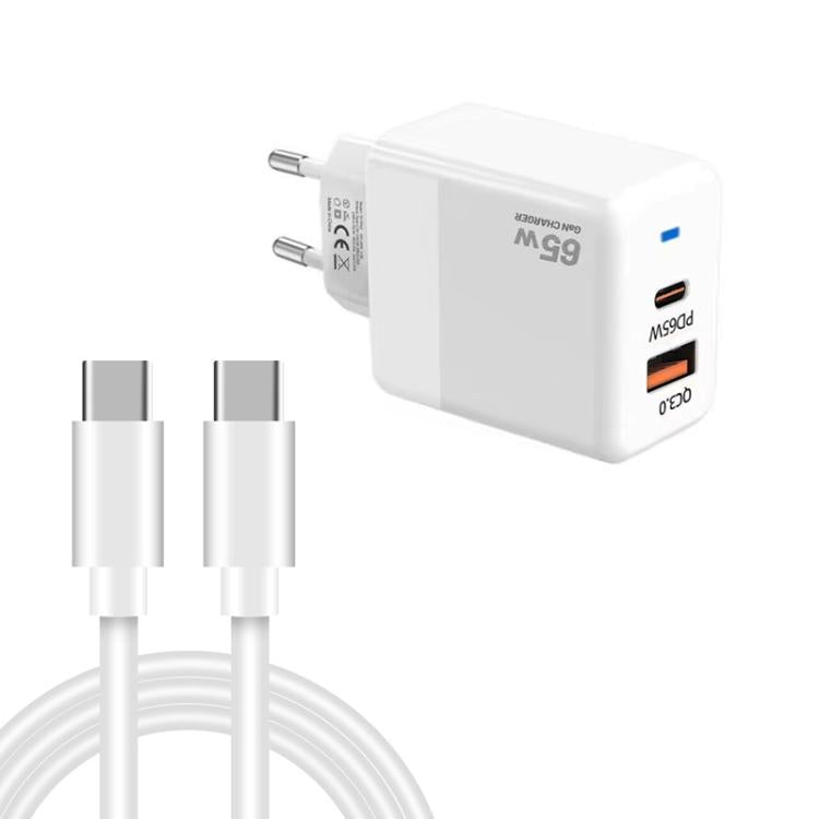 PD41 GaN PD 45W + USB 充電器，附 Type-C 對 Type-C 數據線，歐規插頭，歐規插頭