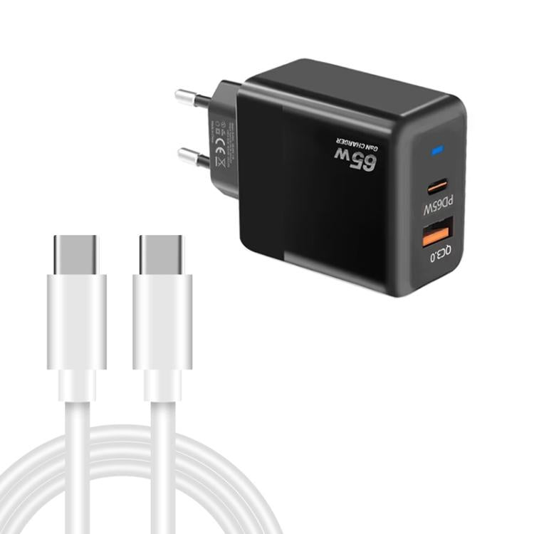 PD41 GaN PD 45W + USB 充電器，附 Type-C 對 Type-C 數據線，歐規插頭，歐規插頭
