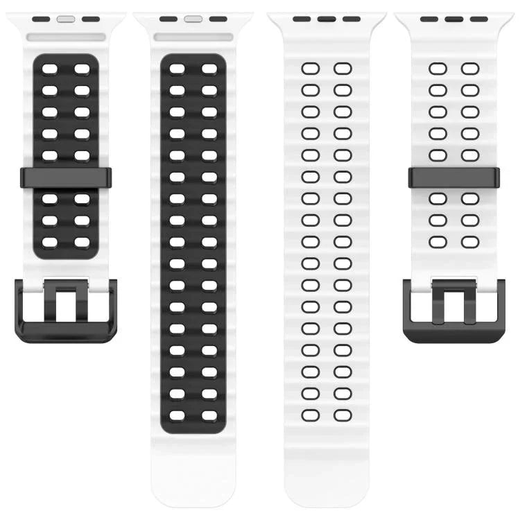 海洋雙排孔雙色矽膠錶帶，適用於Apple Watch 46mm / 49mm / 45mm / 44mm