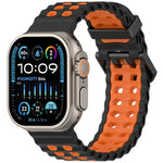 海洋雙排孔雙色矽膠錶帶，適用於Apple Watch 46mm / 49mm / 45mm / 44mm
