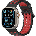 海洋雙排孔雙色矽膠錶帶，適用於Apple Watch 46mm / 49mm / 45mm / 44mm