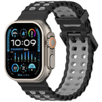 海洋雙排孔雙色矽膠錶帶，適用於Apple Watch 46mm / 49mm / 45mm / 44mm