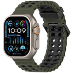 海洋雙排孔雙色矽膠錶帶，適用於Apple Watch 46mm / 49mm / 45mm / 44mm