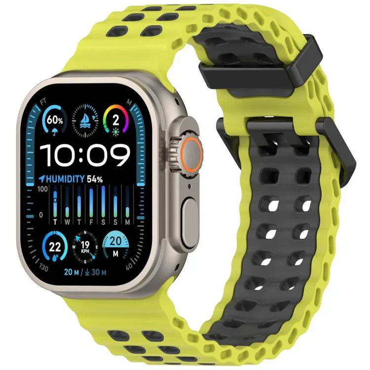 海洋雙排孔雙色矽膠錶帶，適用於Apple Watch 46mm / 49mm / 45mm / 44mm