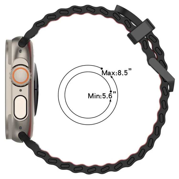 海洋雙排孔雙色矽膠錶帶，適用於Apple Watch 46mm / 49mm / 45mm / 44mm