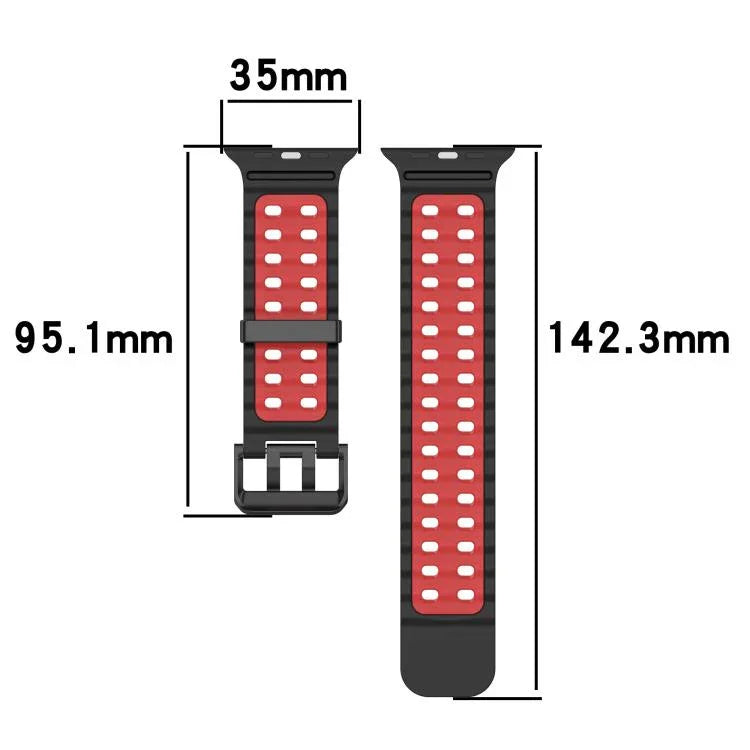 海洋雙排孔雙色矽膠錶帶，適用於Apple Watch 46mm / 49mm / 45mm / 44mm