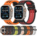 海洋雙排孔雙色矽膠錶帶，適用於Apple Watch 46mm / 49mm / 45mm / 44mm