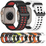 海洋雙排孔雙色矽膠錶帶，適用於Apple Watch 46mm / 49mm / 45mm / 44mm
