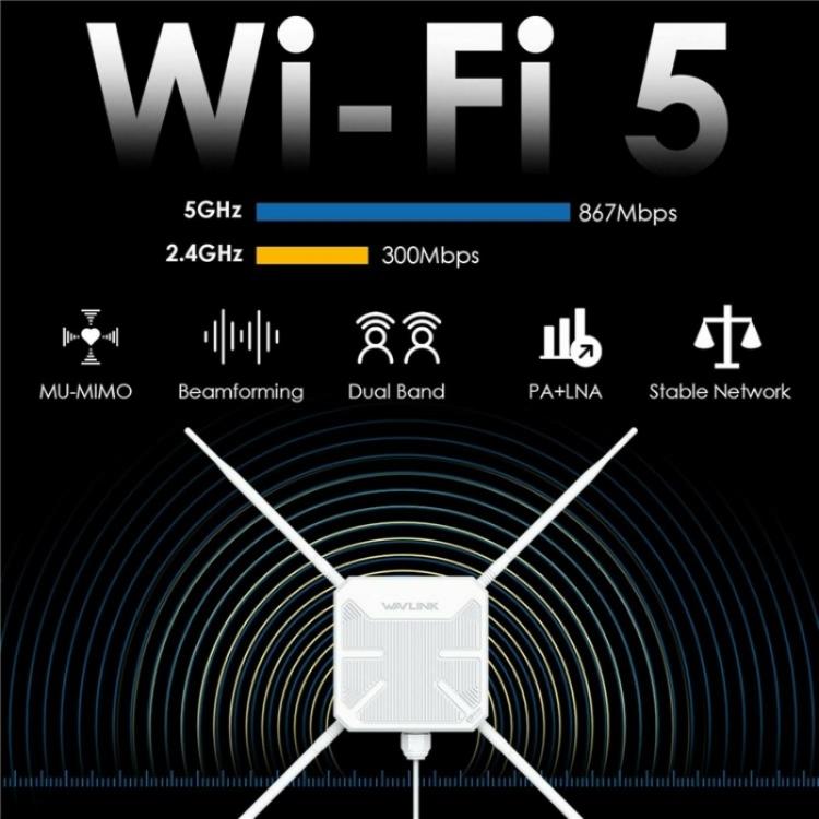 WAVLINK WN588HA2 AP 中繼 WiFi 信號增強器 AC1200 雙頻 WiFi 擴展器，美規插頭，英規插頭，歐規插頭，澳規插頭