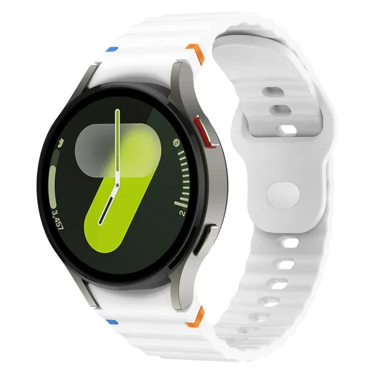 波浪紋縫線反扣 20mm 矽膠錶帶，適用於 Samsung Galaxy Watch 7 40mm / 44mm