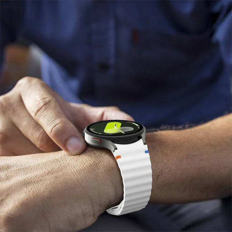 波浪紋縫線反扣 20mm 矽膠錶帶，適用於 Samsung Galaxy Watch 7 40mm / 44mm