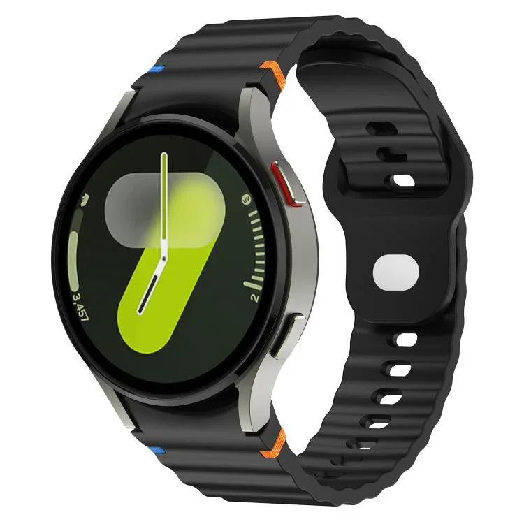 波浪紋縫線反扣 20mm 矽膠錶帶，適用於 Samsung Galaxy Watch 7 40mm / 44mm