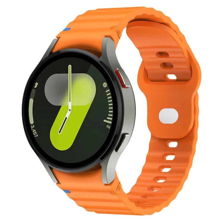 波浪紋縫線反扣 20mm 矽膠錶帶，適用於 Samsung Galaxy Watch 7 40mm / 44mm