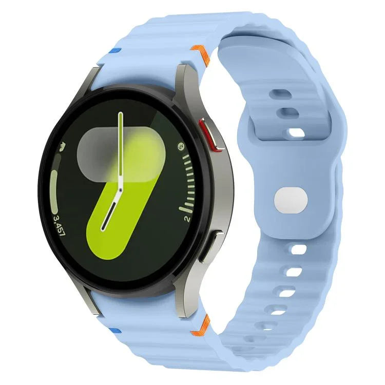 波浪紋縫線反扣 20mm 矽膠錶帶，適用於 Samsung Galaxy Watch 7 40mm / 44mm