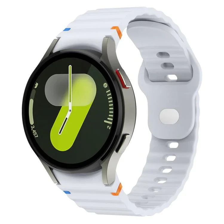 波浪紋縫線反扣 20mm 矽膠錶帶，適用於 Samsung Galaxy Watch 7 40mm / 44mm