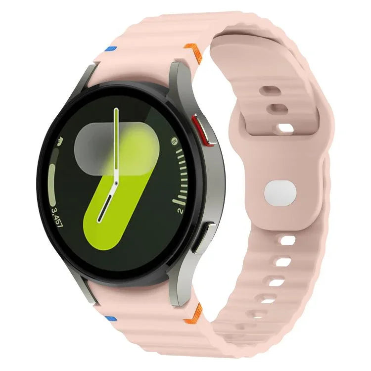 波浪紋縫線反扣 20mm 矽膠錶帶，適用於 Samsung Galaxy Watch 7 40mm / 44mm