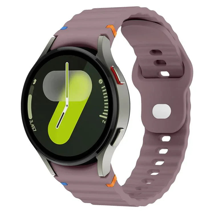 波浪紋縫線反扣 20mm 矽膠錶帶，適用於 Samsung Galaxy Watch 7 40mm / 44mm
