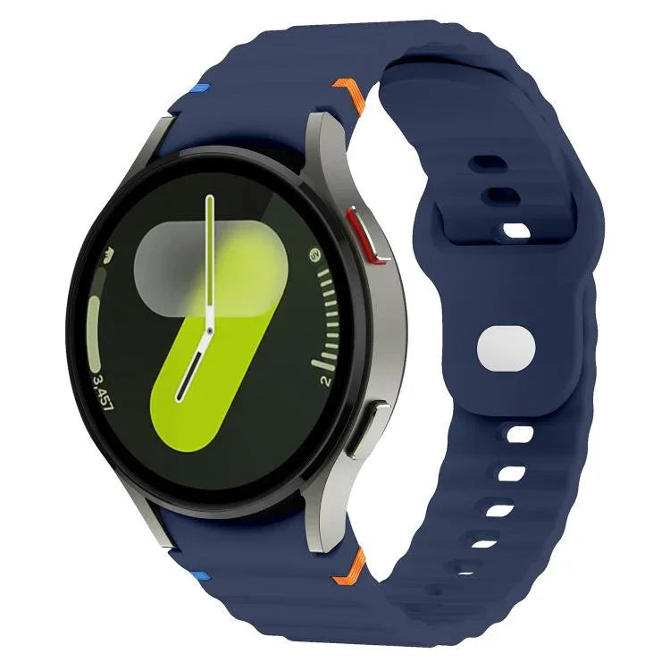 波浪紋縫線反扣 20mm 矽膠錶帶，適用於 Samsung Galaxy Watch 7 40mm / 44mm