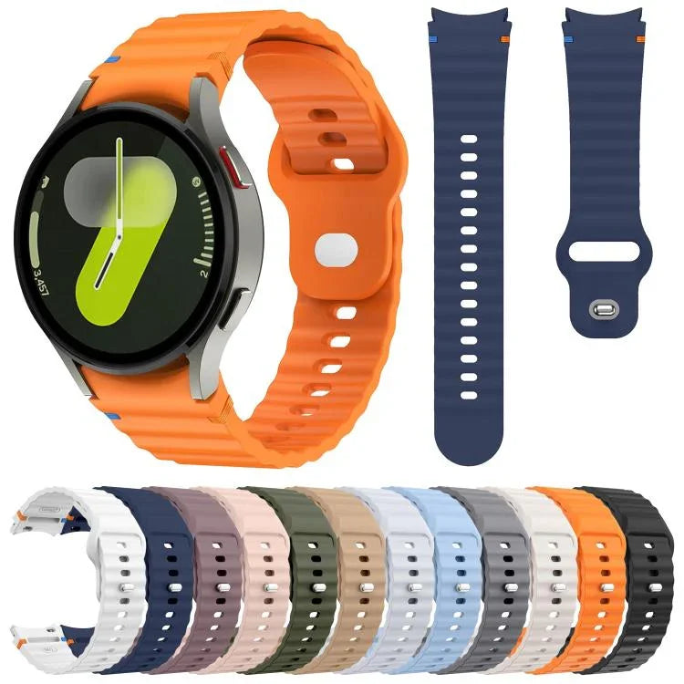 波浪紋縫線反扣 20mm 矽膠錶帶，適用於 Samsung Galaxy Watch 7 40mm / 44mm
