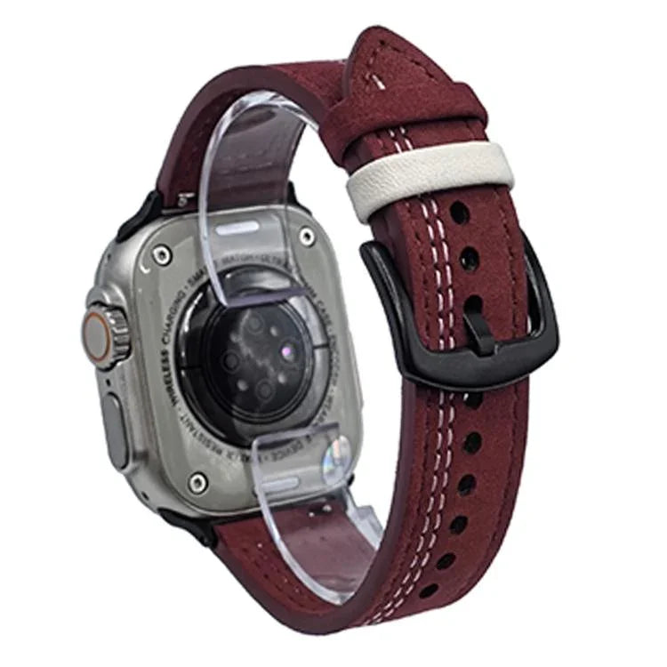 7 線三角星扣拉起皮革錶帶，適用於 Apple Watch 46mm / 49mm / 45mm / 44mm，適用於 Apple Watch 42mm / 41mm / 40mm / 38mm